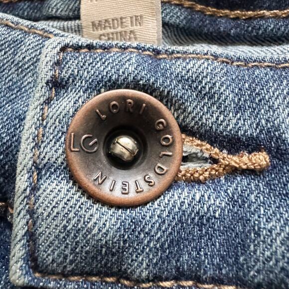 LOGO Lori Goldstein Jeans Women Size 14T Blue Straight Raw hem Cabincore Casual - Picture 3 of 12
